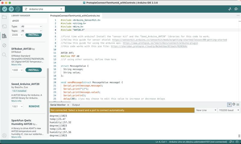 Tempapture and Humidity code uploaded into Sensor Kit