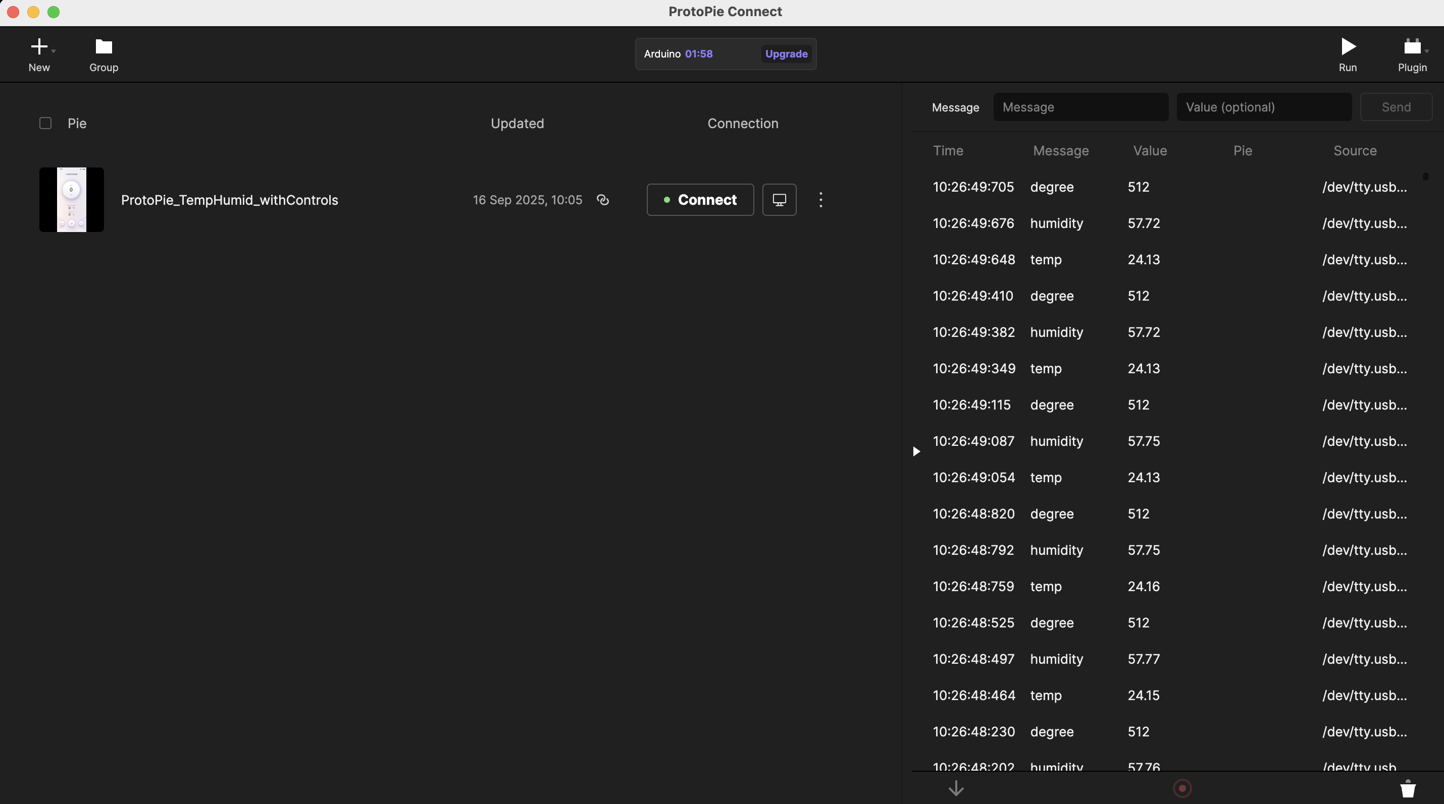 Connection Sensor Kit to Computer and displaying changing temp and humidity